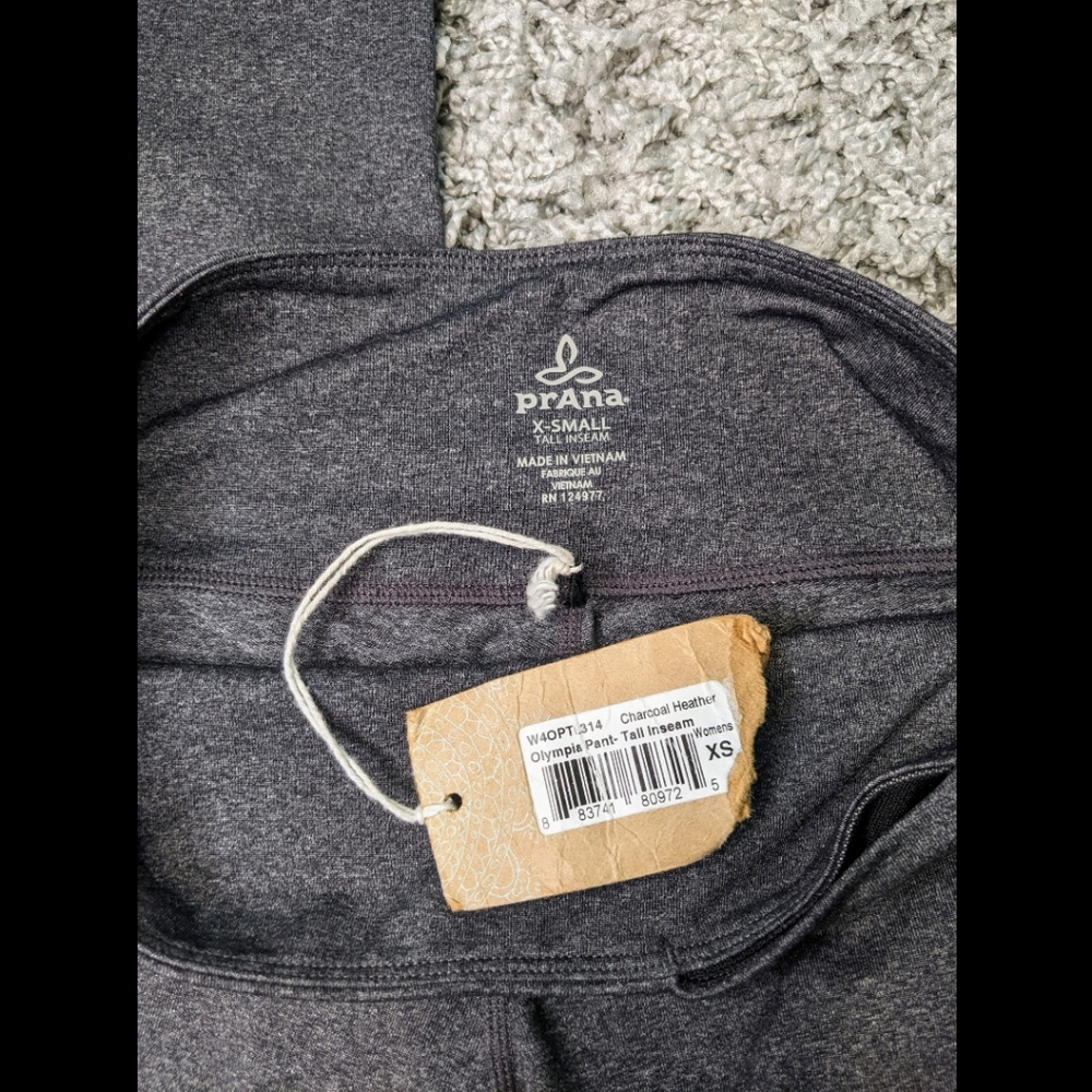 NWT Prana Olympia Flare Heather Grey Slim Legging Pants XS Tall - Picture 5 of 8